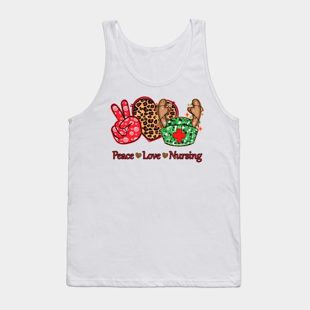 Peace Love Nursing Chirstmas Tank Top by lunamoonart